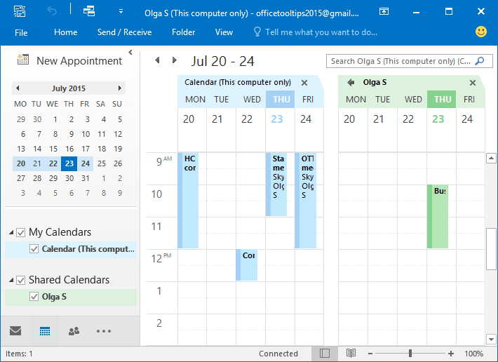 create shared calendar outlook 2016