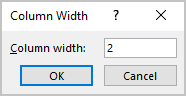 Column Width dialog group in Excel 365