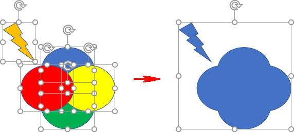 Union shapes in PowerPoint 2016