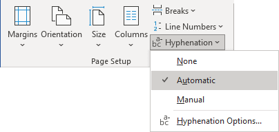 turn off auto hyphenation in word