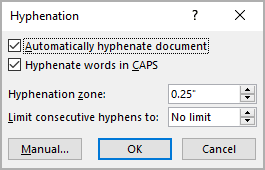 microsoft word hyphenation turn on