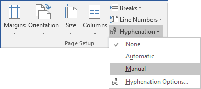 how to turn on auto hyphenation in word 2016