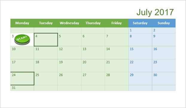 How to create a calendar for one month Microsoft PowerPoint 2016