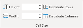 Cell size in PowerPoint 365