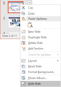 Unhide popup menu in PowerPoint 2016