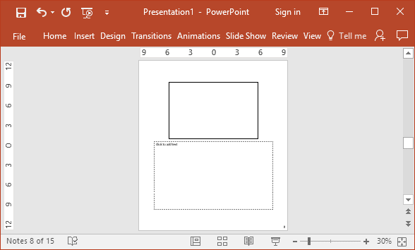 Notes view in PowerPoint 2016