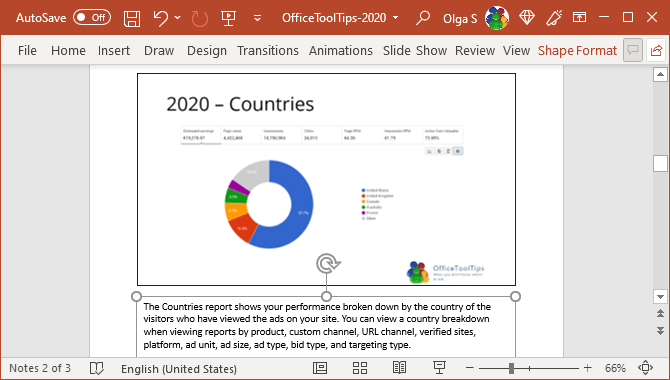 Notes view in PowerPoint 365