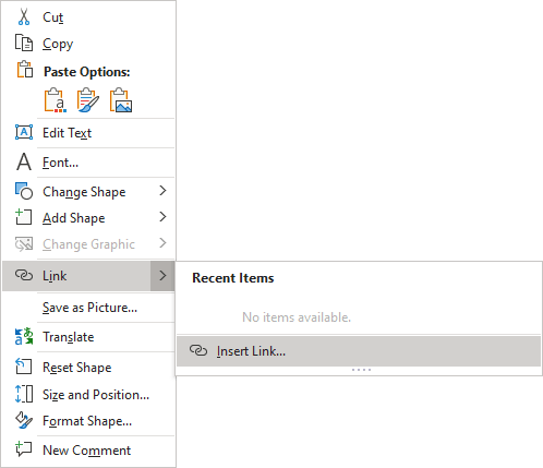 Link popup in PowerPoint 365