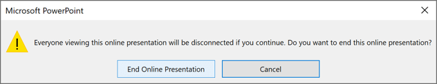 End Online Presentation dialog box in PowerPoint 365