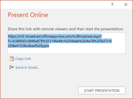 Presentation link in PowerPoint 365