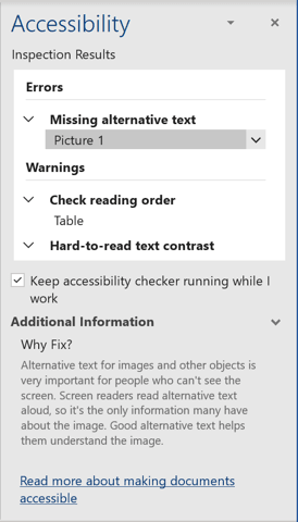 microsoft accessibility checker importance