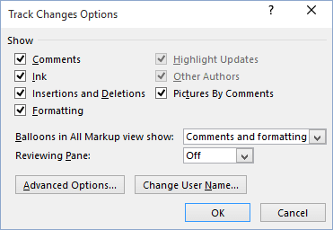 how to show strikethrough in word track changes