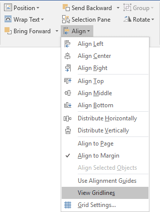 microsoft word align middle