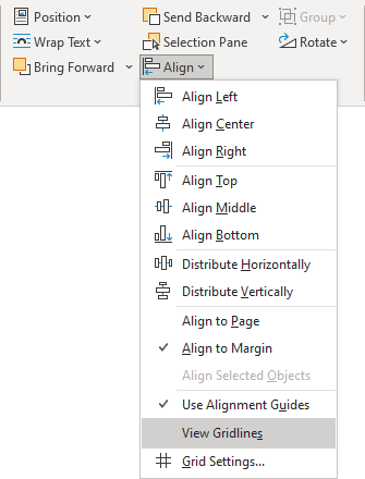 View Gridlines in Word 365