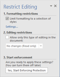 how to protect a document from further edits in word