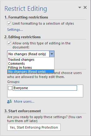 accept all formatting changes in word 2016