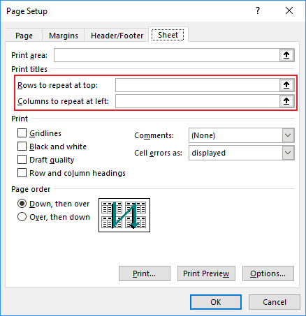 header for excel spreadsheet