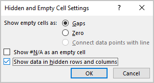 Hidden and Empty Cell Settings in Excel 365