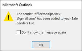 Message in Outlook 365