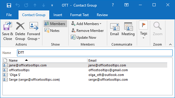 microsoft outlook 2016 contacts