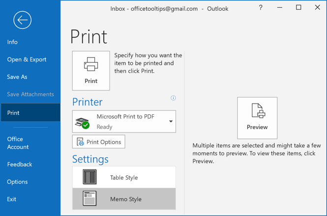 print preview microsoft excel 365