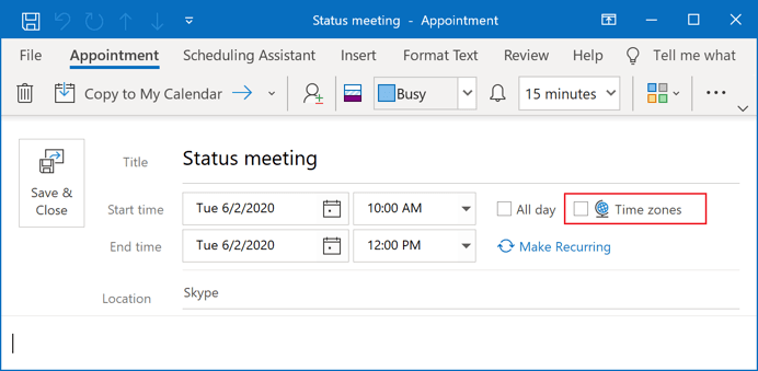 Nueva reunión o cita en Outlook 365