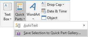 outlook 2016 quick parts not saving