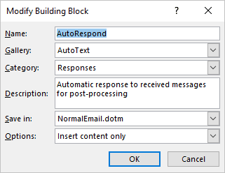 Modify Building Block in Outlook 365