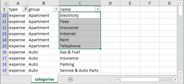 insert drop down menu excel 2016