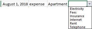 Dependent drop-down list in Excel 2016