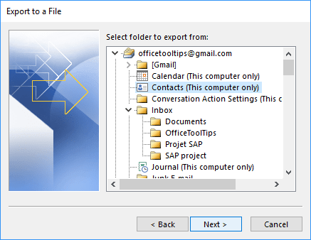 export office 365 contacts to excel