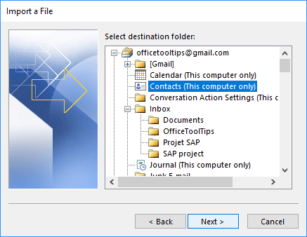 how to import contacts into outlook from csv