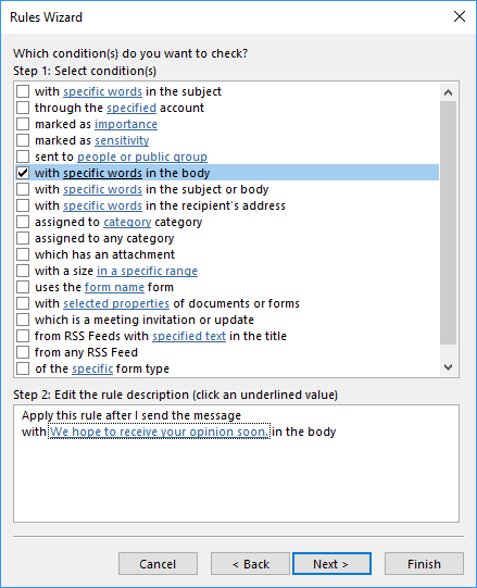 Rules Wizard 2 in Outlook 365