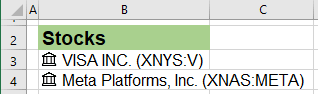 Stock Data Type in Excel 365