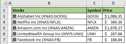 Data for charts in Excel 365