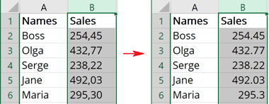 excel convert comma to decimal