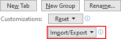 Import/Exceport in Microsoft Office application 365
