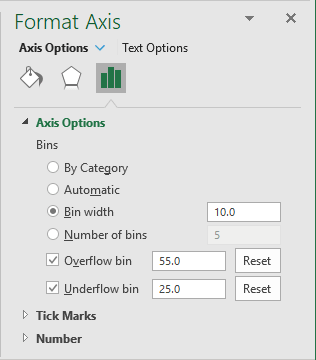 change bin size histogram excel