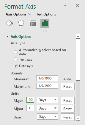 Format Axis pane in Excel 365