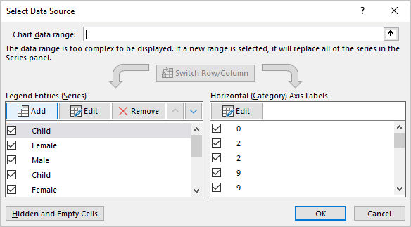 Select Data Source dialog box in Excel 365