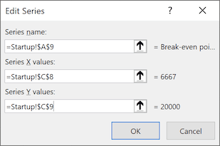 Edit Series dialog box in Excel 2016