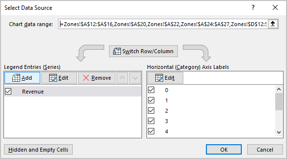 Select Data Source dialog box in Excel 365