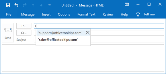 outlook autocomplete contacts not working