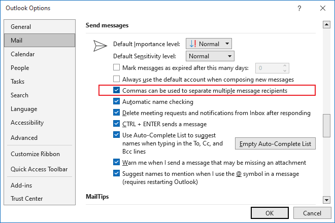 email separator outlook