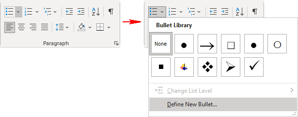 custom bullet points for word