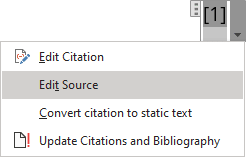 update the bibliography in word