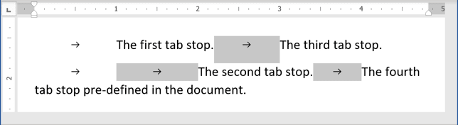 Tab or Tabulation 2 in Word 365