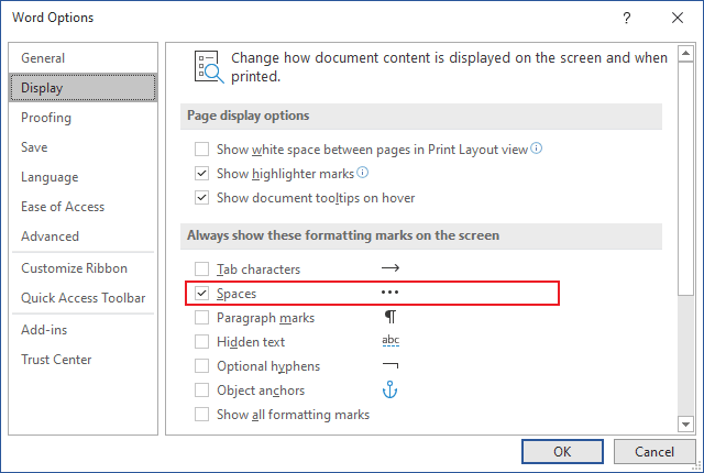 Hard Space In Word Word Excel 