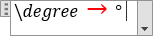 Degree symbol in equation Word 2016
