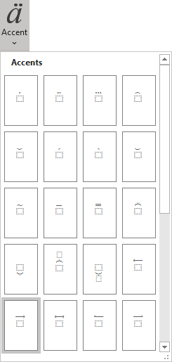 Rightwards Arrow Above in Accent Equation Word 365